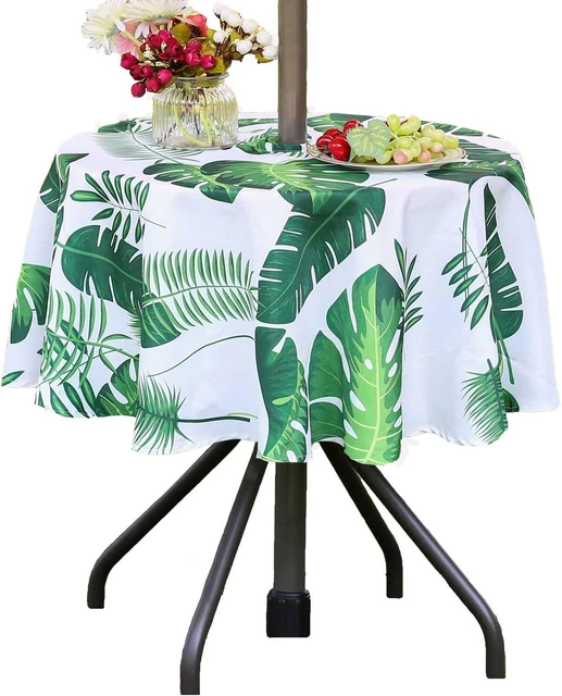 Mantel redondo exterior 3E para patio doméstico impermeable con orificio paraguas/parasol y