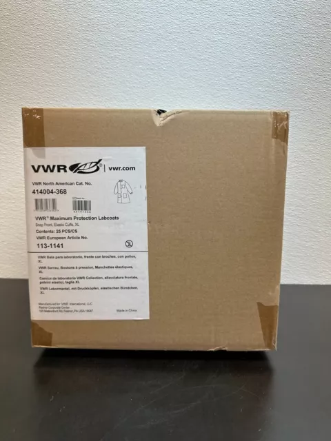 VWR 414004-368 Maximum Protection Lab Coats 25 PCS XL