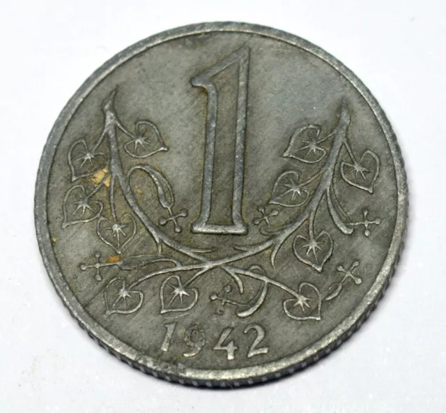 Bohemia Und Moravia 1 Krona 1942 Old Coin