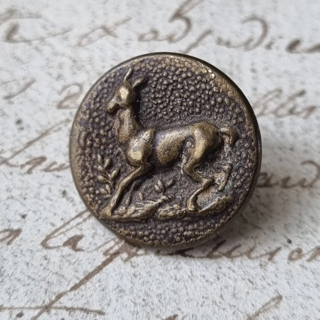 Bouton ancien Chasse Venerie Equipage Chien de profil 15mm SUP. Paris