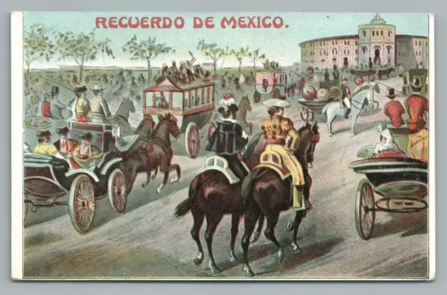 Recuerdo de Mexico City ~ Antique Horse Carriage Art DF Postcard UDB 1900s