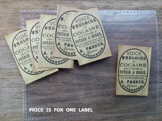 COCAINE TABLOIDS CHEMIST pharmacy label c 1910, Parker, Uttoxeter ...