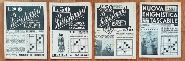 PASSATEMPI E NUOVA ENIGMISTICA TASCABILE 4 numeri 1950/51 ancora da