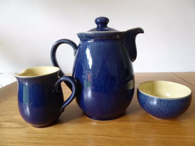 Denby Cottage Blue 2.5 Pint Coffee Pot, Jug & Sugar Bowl