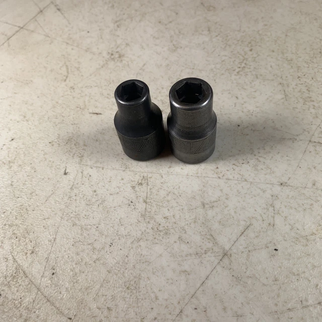 SNAP ON TOOLS - Lot of 2 Shallow Impact Sockets,1/2” Drive,6pt (3/8” & 7/16”) IM