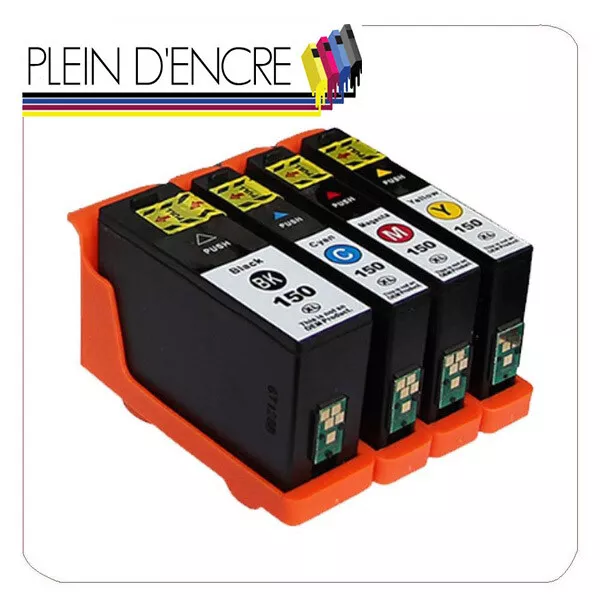 Pack 4 cartouche d'encre N° 150 XL Black & Color pour imprimante Lexmark Pro 910