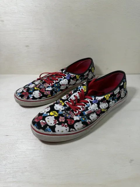 Vans x Hello Kitty Skate Shoes Womens Size 10 Black Canvas Lace Up Low Top