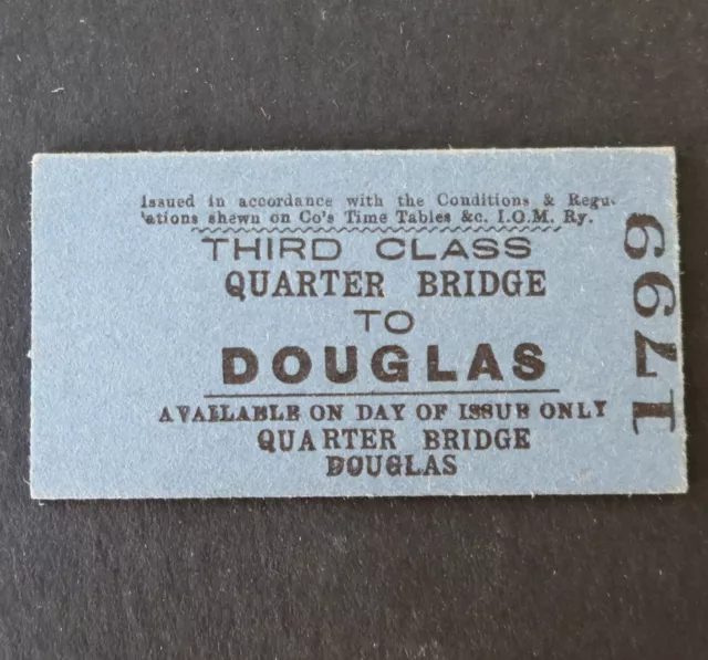 Ancien ticket billet tramway bus Isle of Man DOUGLAS Quarter Bridge railway 14