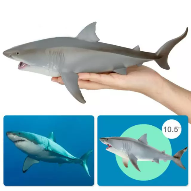 10'' Great White Shark Action Figure Marine Wildlife Animal Fish Sea Model Toy