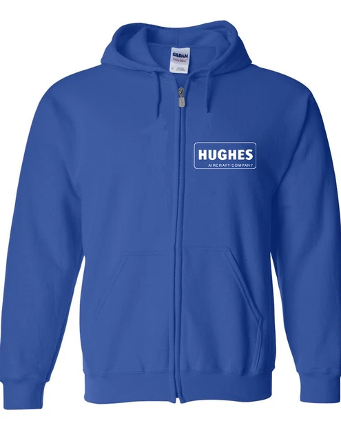 Hughes Aircraft Retro Zip Hoodie US Airline Aviation Travel Hooded Sweatshirt