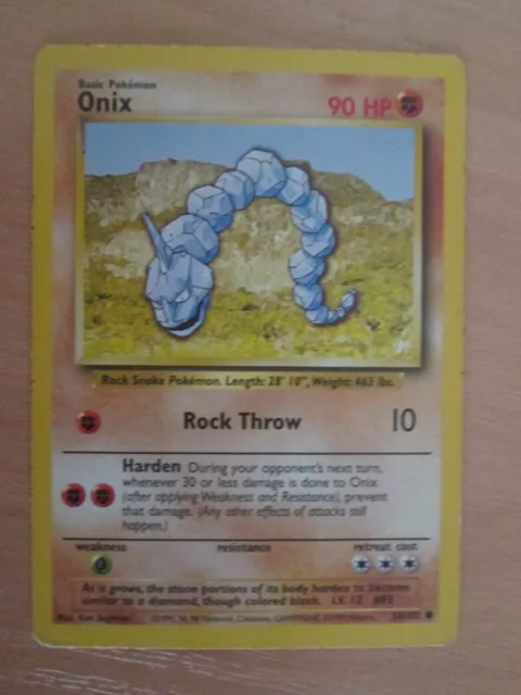 Pokémon Onix 56/102 Trading Card Basic Pokémon All Original Base