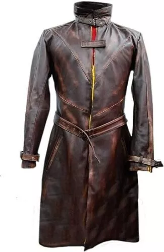 Aiden Pearce Watch Dogs Distressed Brown Halloweens Men Real Leather Trench Coat