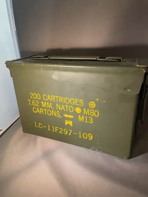 Empty Ammo Box Can 200 Cartridges 7.62mm NATO Rounds M13 M80