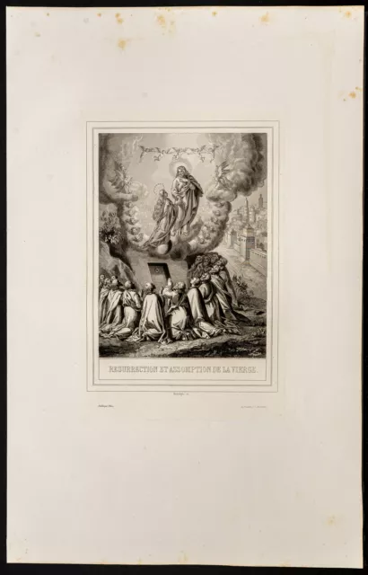 1853 - Résurrection et assomption de la Vierge - Vie de Jésus Christ - Gravure