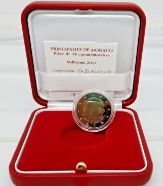 MONACO 2 EUROS 2021 PROOF - "Décimo aniversario boda Alberto y Charlenne"-