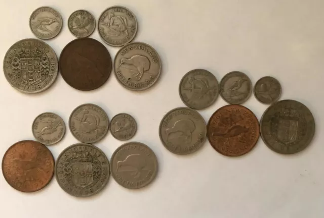 NZ Set of 6 KG6 Coins 1d to Halfcrown