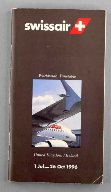 Swissair Worldwide Airline Timetable Summer 1996 Uk & Ireland Edition Seat Maps