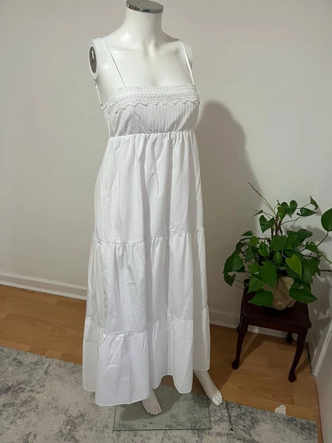 knee length dresses for ladies Hope & Ivy The Zara Landscape Scene Tie Waist A-Line Midi Dress, White/Multi