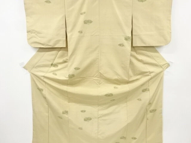 6733507: Japanese Kimono / Antique Kimono / Fushi Tsumugi / Woven Flower