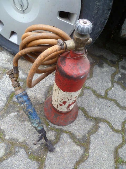 abi ✅ retro Lötlampe ⭐ Propangas ⭐ mit roter Flasche Bunsenbrenner ⭐ komplett
