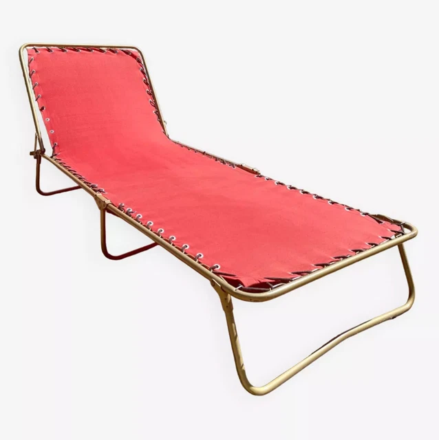 CHAISE LONGUE TRANSAT lit de camp Lafuma vintage 1960 camping EUR 90,00