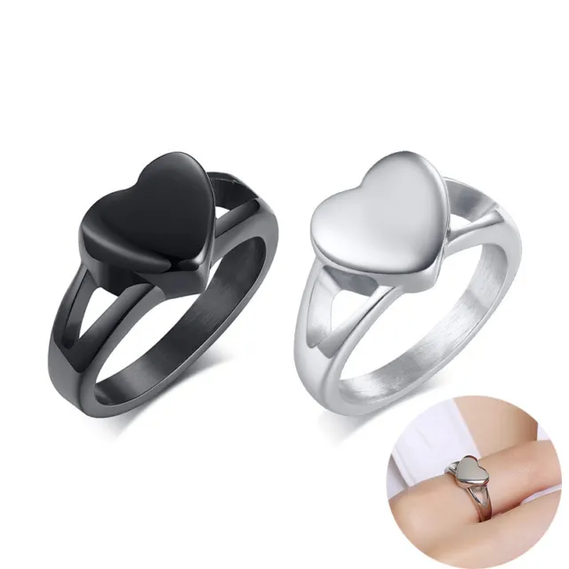 Heart White Black Cremation Ashes Ring Urn Memorial Keepsake Funeral Jewelry