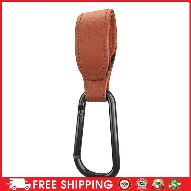 Bolso de cuero para bebé cochecito gancho colgante giratorio organizador (marrón