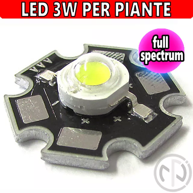 CHIP LED 3W CRESCITA PIANTE Full Spectrum Power Led 700mA Plant Grow