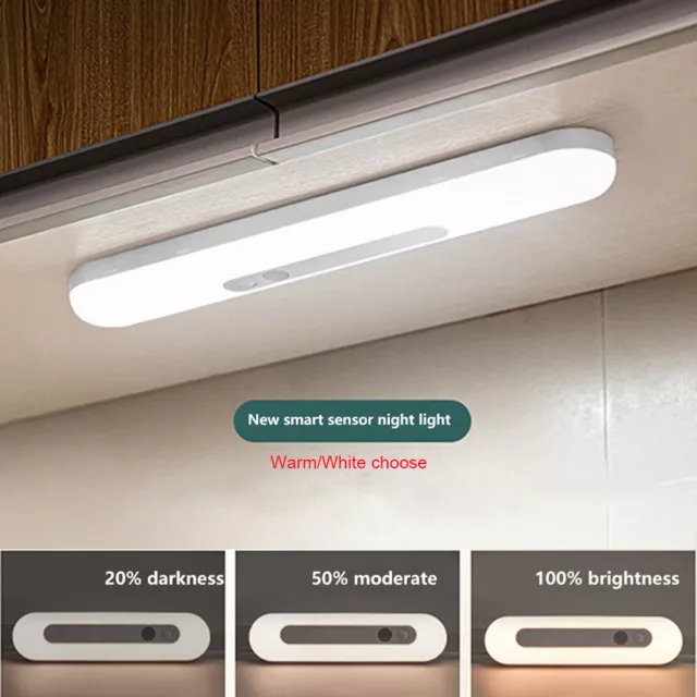 USB Rechargeable LED Night Light Motion Sensor Under Cabinet Wardrobe Stair Lamp