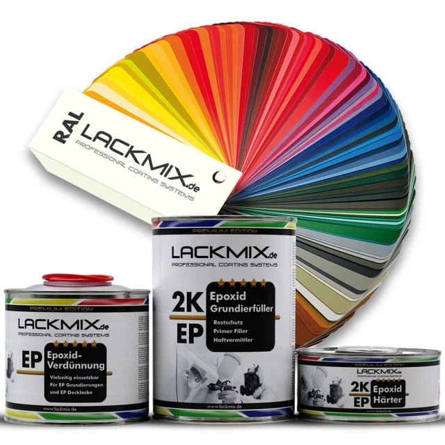 2K EP Epoxid Grundierfüller, Rostschutz, Primer / RAL Farben / 1,5 kg 3er Set.