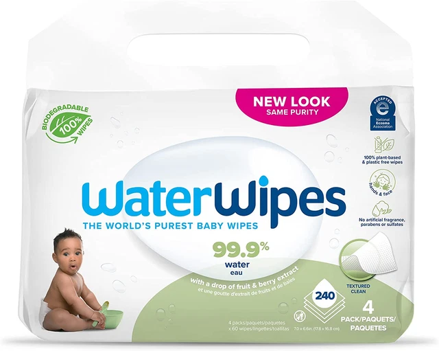Waterwipes Plastic-Free Textured Clean, Toddler & Baby Wipes, 99.9% Water Based
