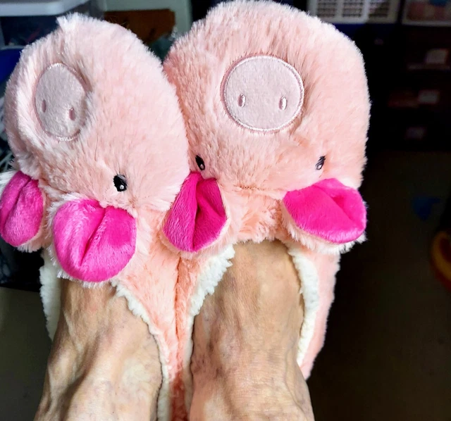 Fuzzy Pig Non-Skid Women's Slippers Shea Butter Infused Pink One Size MinxNY New