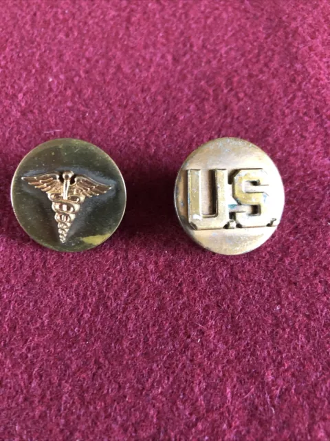 Ww2 Us Army Medical Corps  Regiment  Insignia Collars 1943