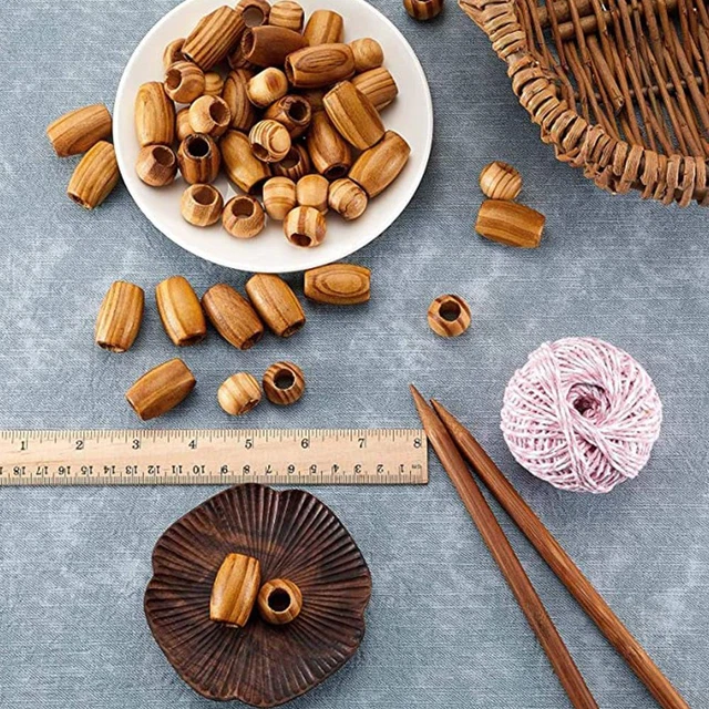 100PCS Natural Wood Large HoleS Wooden Beads For Macrame European Craft G8V0