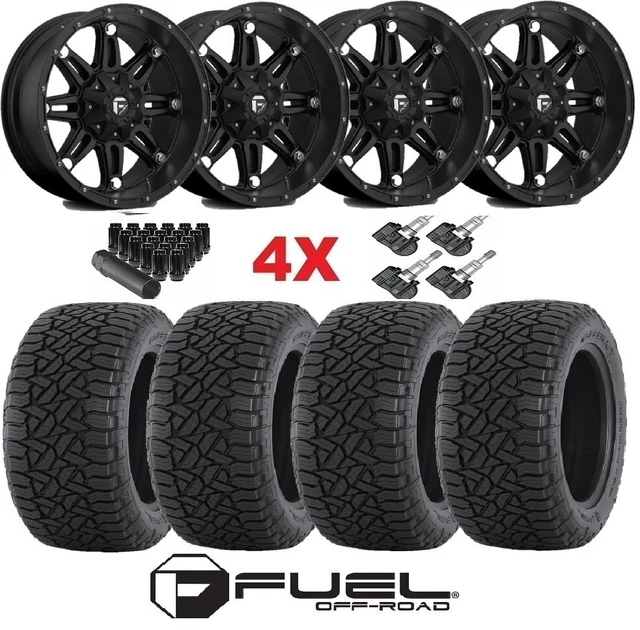 FUEL HOSTAGE BLACK Wheels Rims 33 12.50 17 Tires Gripper Mt F150