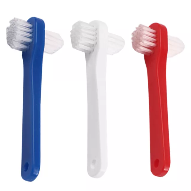 3 piezas Cepillos de dientes a granel Cepillo de dientes de cabeza pequeño Manual de dentaduras postizas