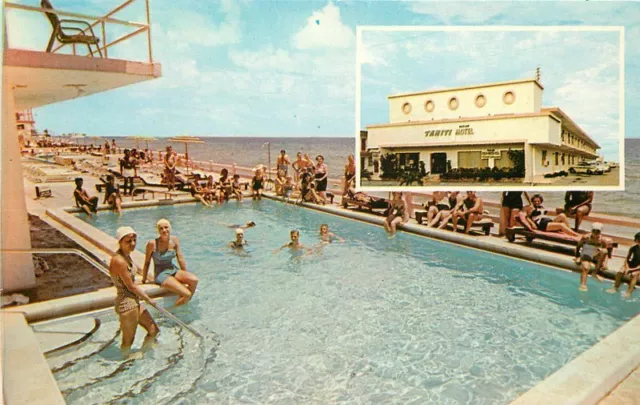 Birdseye View Miami Beach Florida Sands Motel roadside 1950s Postcard pool  7795