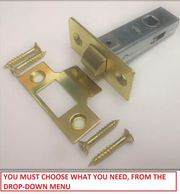 Mortice Tubular Latch Door Bolt Handle Sprung Catch 76mm Electro Brass QTY 1-25