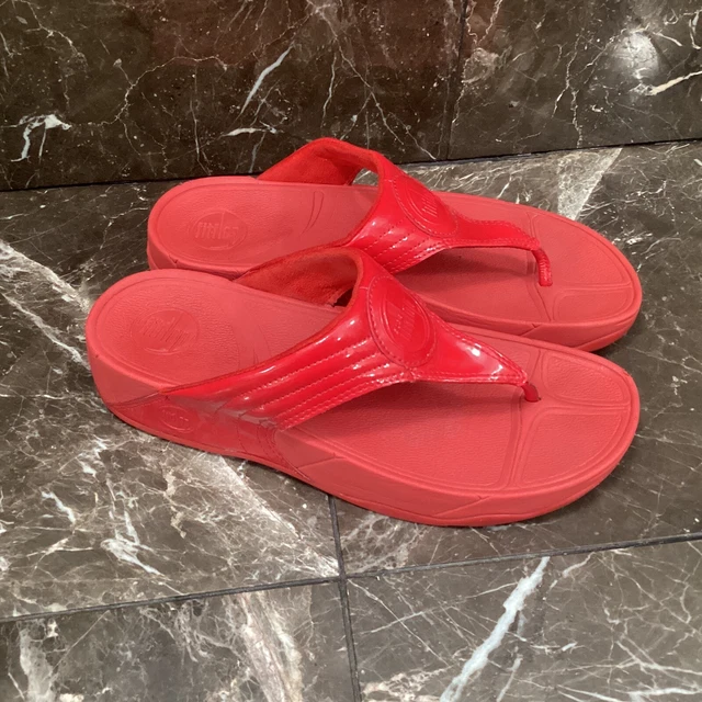 Fitflop Walkstar Red Patent Slip On Comfort Thong Flip Flop Sandal Womens Size 9
