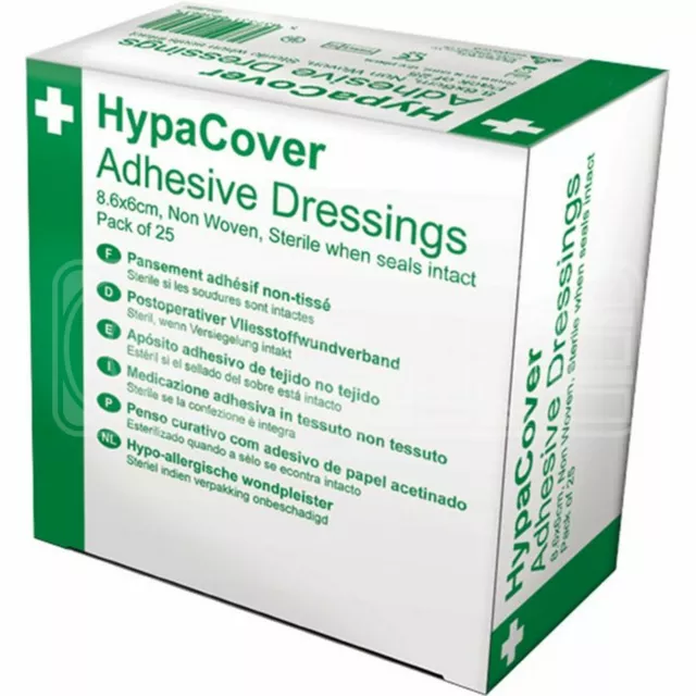 Confezioni medie adesive di sicurezza pronto soccorso HypaCover - 8,6 x 6 cm - confezione da 25