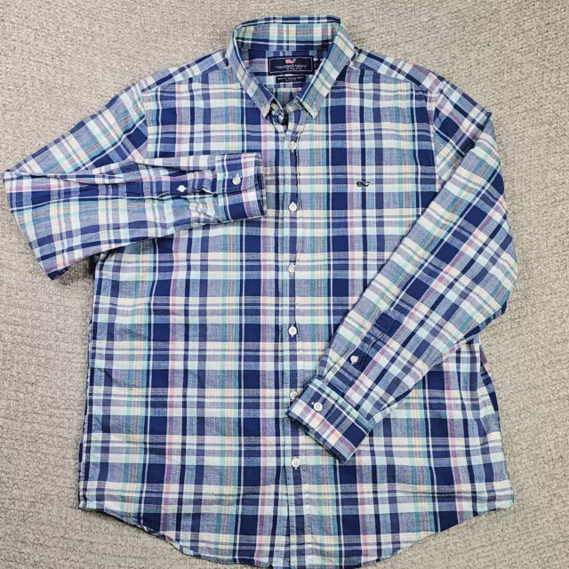 Vineyard Vines Slim Fit Shirt Button Down Large Men's Whale Plaid