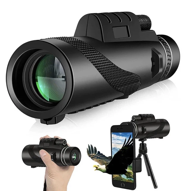 NEW Horizon Unlimited 80 X 100 Waterproof Monocular + Tripod & Cell Phone Holder