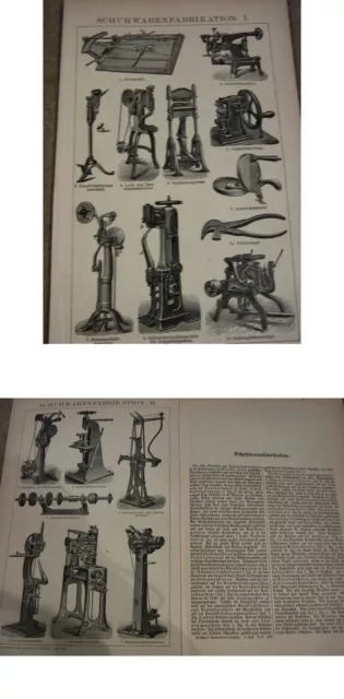 Holzstich von 1900-Schuster-Schuhwarenfabrikation Maschinen Abb.Bericht