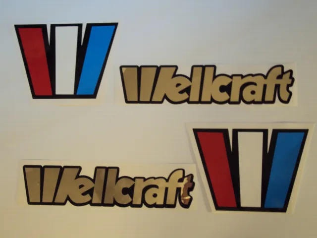 2 Wellcraft boat emblem stickers decals mirror CHROME Marine Vinyl