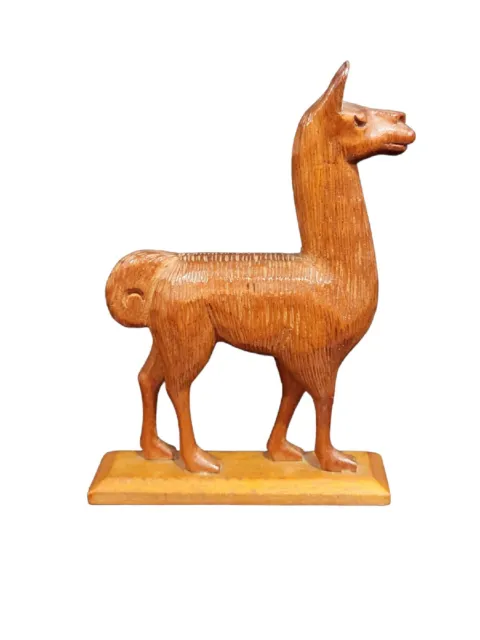 Hand Carved Wooden Llama Sculpture Figurine 5 1/2" Tall