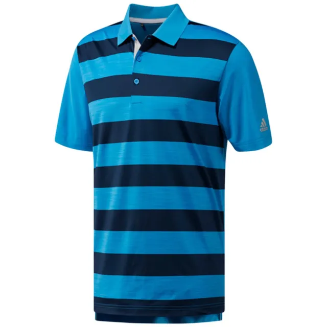 Adidas Golf UPF50 Bleu Rayé Coupe Standard Polo Haut Taille M