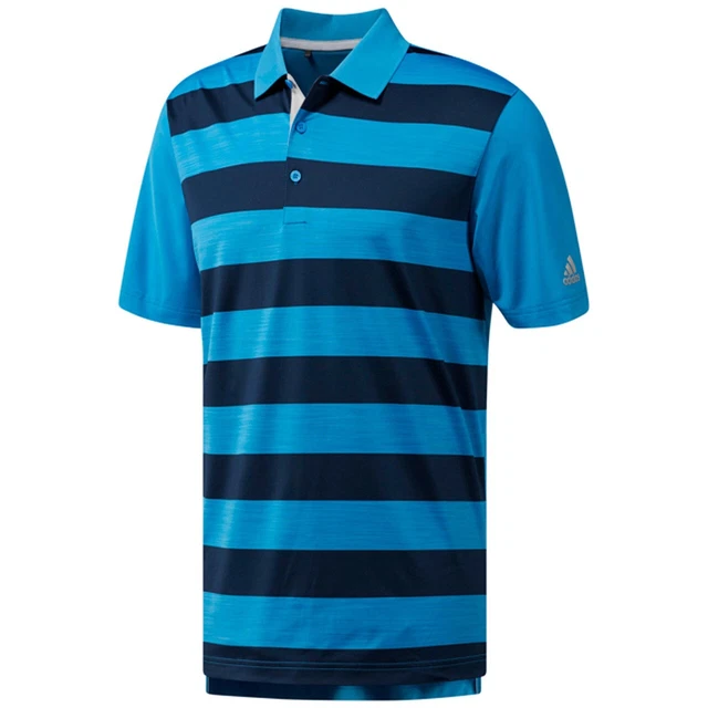 Adidas Golf UPF50 Blu a Strisce Regular Maglietta Polo Taglia M