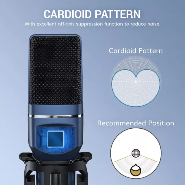 Micrófono USB con trípode para streaming podcasting y grabación de voz EE. UU. NUEVO 2