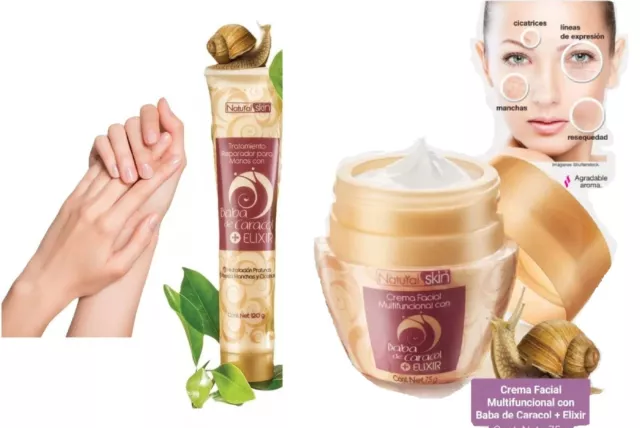 Crema Facial Multifuncional Con Baba De Caracol Mas Elixir Y Crema Para Manos