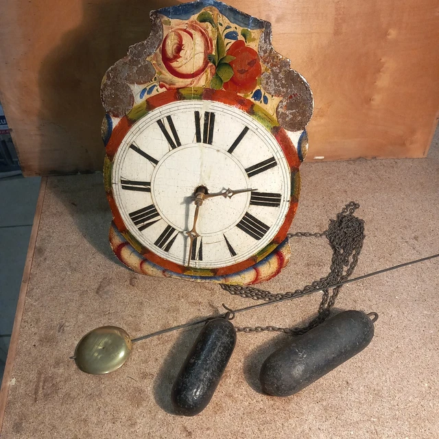ANCIENNE PENDULE COUCOU HORLOGE BOIS ET PORCELAINE EMAILLE foret noire 19eme | eBay